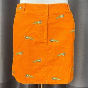 NWT Vintage Y2K J. Crew Orange Corduroy Mini Skirt with Peacock Embroidery 12